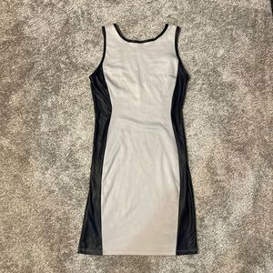 Bodycon Faux Leather Trim Low Back Sleeveless Dress